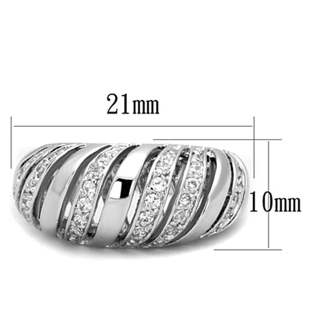 Rhodium Brass Ring with AAA Grade CZ  in Clear