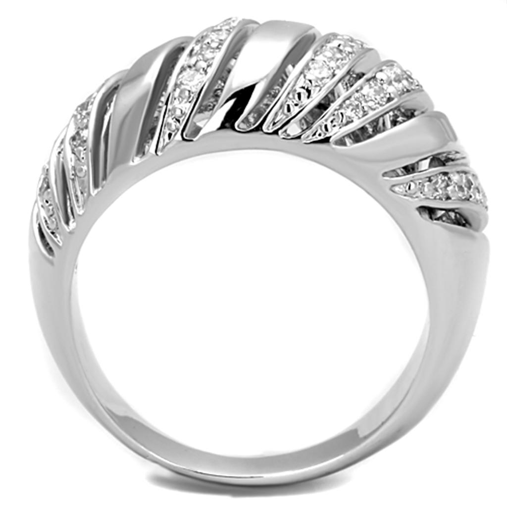Rhodium Brass Ring with AAA Grade CZ  in Clear