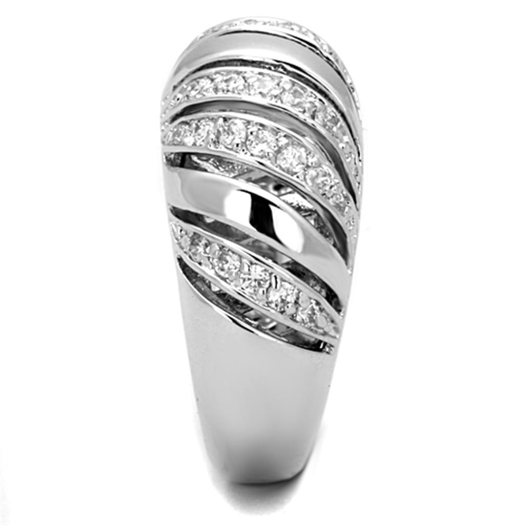 Rhodium Brass Ring with AAA Grade CZ  in Clear