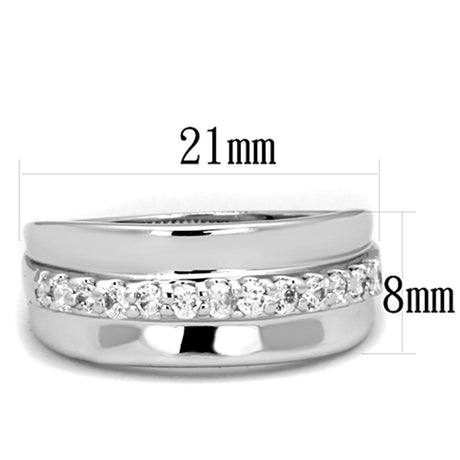 Rhodium Brass Ring with AAA Grade CZ  in Clear