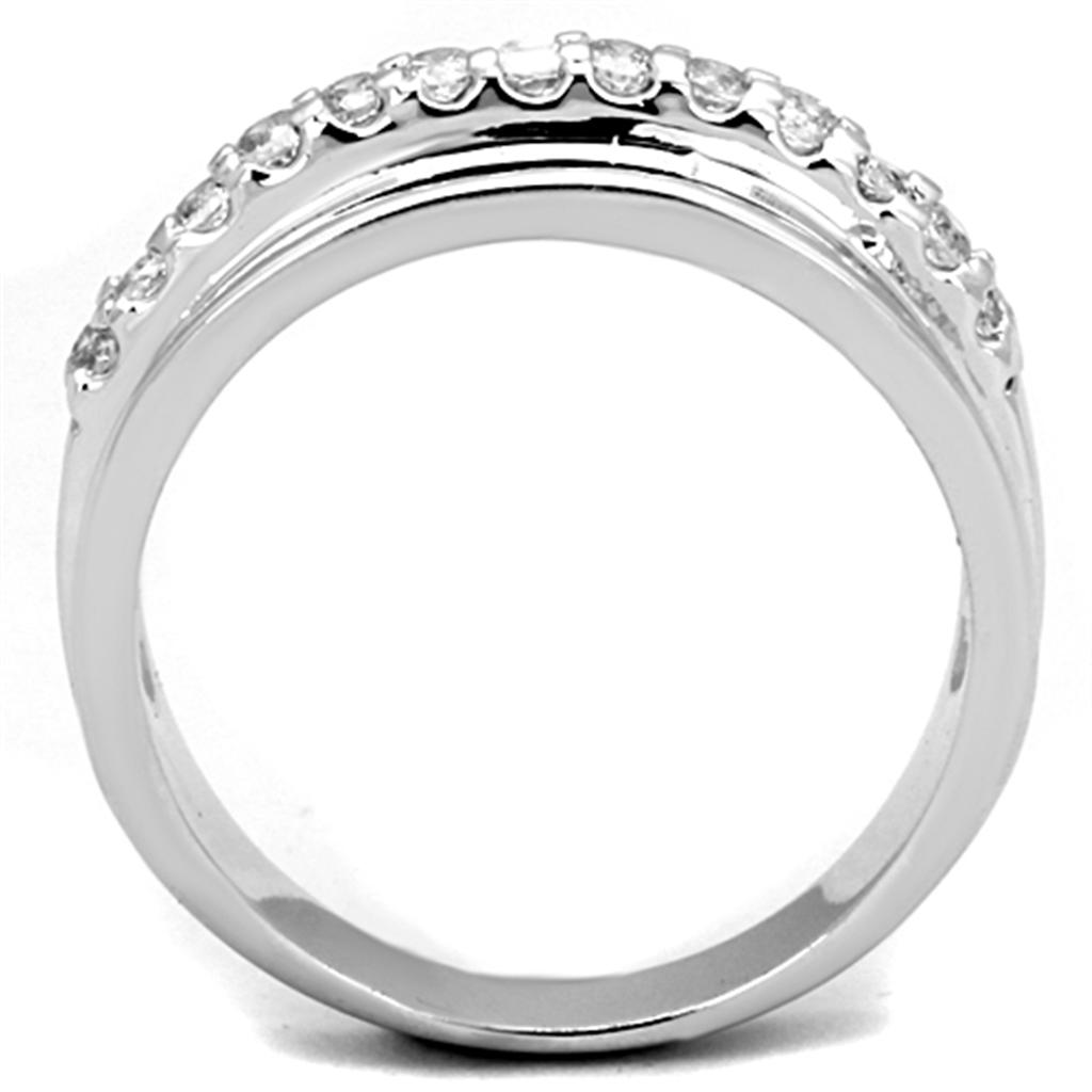 Rhodium Brass Ring with AAA Grade CZ  in Clear