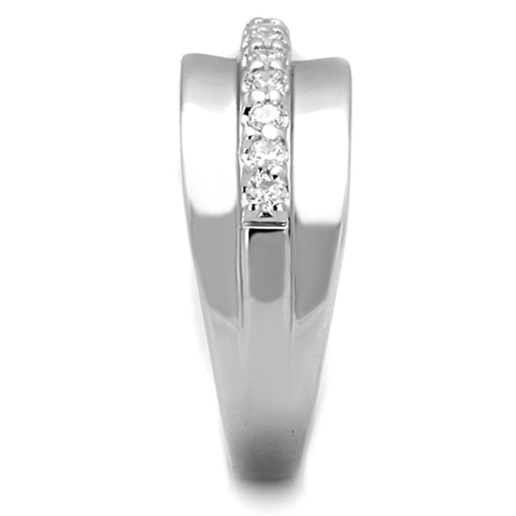 Rhodium Brass Ring with AAA Grade CZ  in Clear