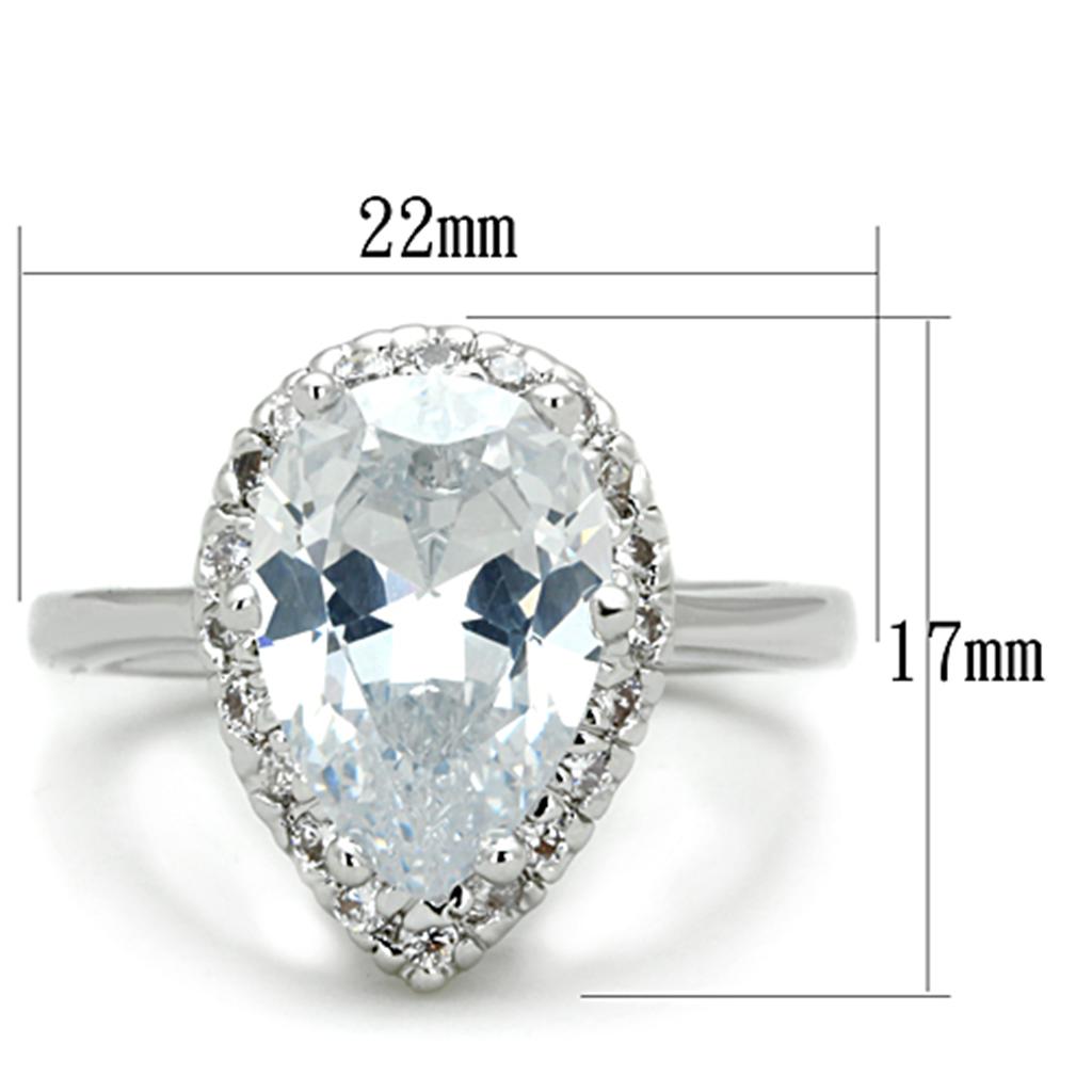 Rhodium Brass Ring with AAA Grade CZ  in Clear