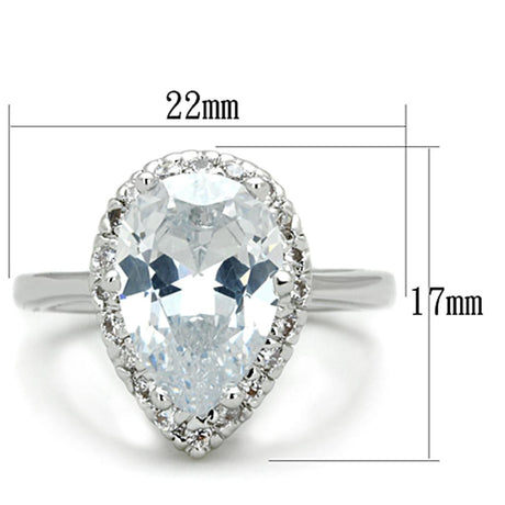 Rhodium Brass Ring with AAA Grade CZ  in Clear