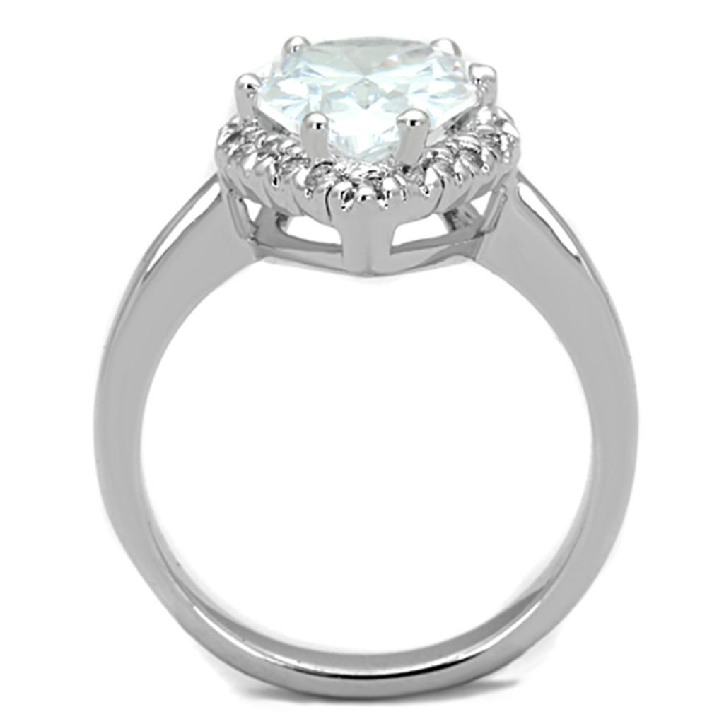 Rhodium Brass Ring with AAA Grade CZ  in Clear