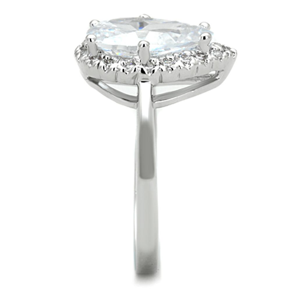 Rhodium Brass Ring with AAA Grade CZ  in Clear