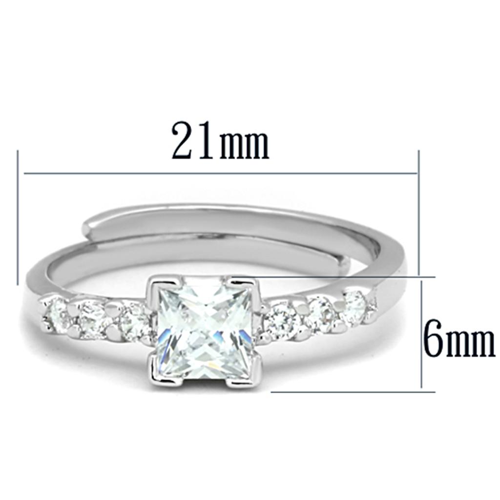 Rhodium Brass Ring with AAA Grade CZ  in Clear