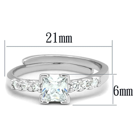 Rhodium Brass Ring with AAA Grade CZ  in Clear
