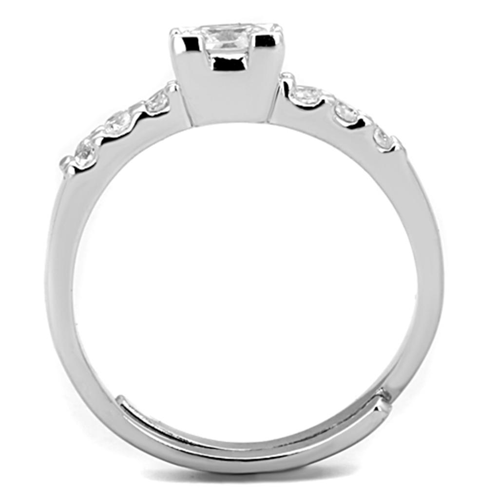 Rhodium Brass Ring with AAA Grade CZ  in Clear