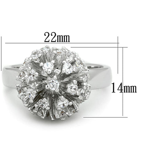 Rhodium Brass Ring with AAA Grade CZ  in Clear