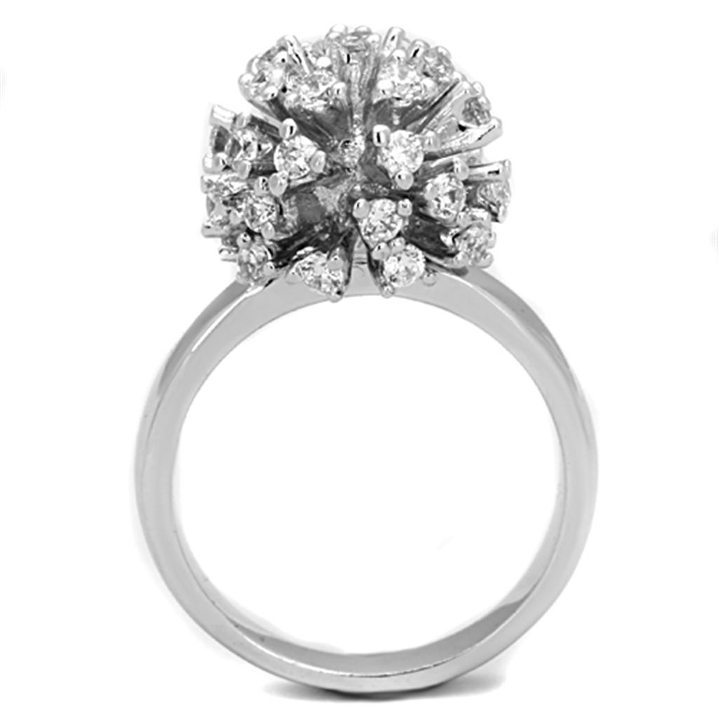Rhodium Brass Ring with AAA Grade CZ  in Clear