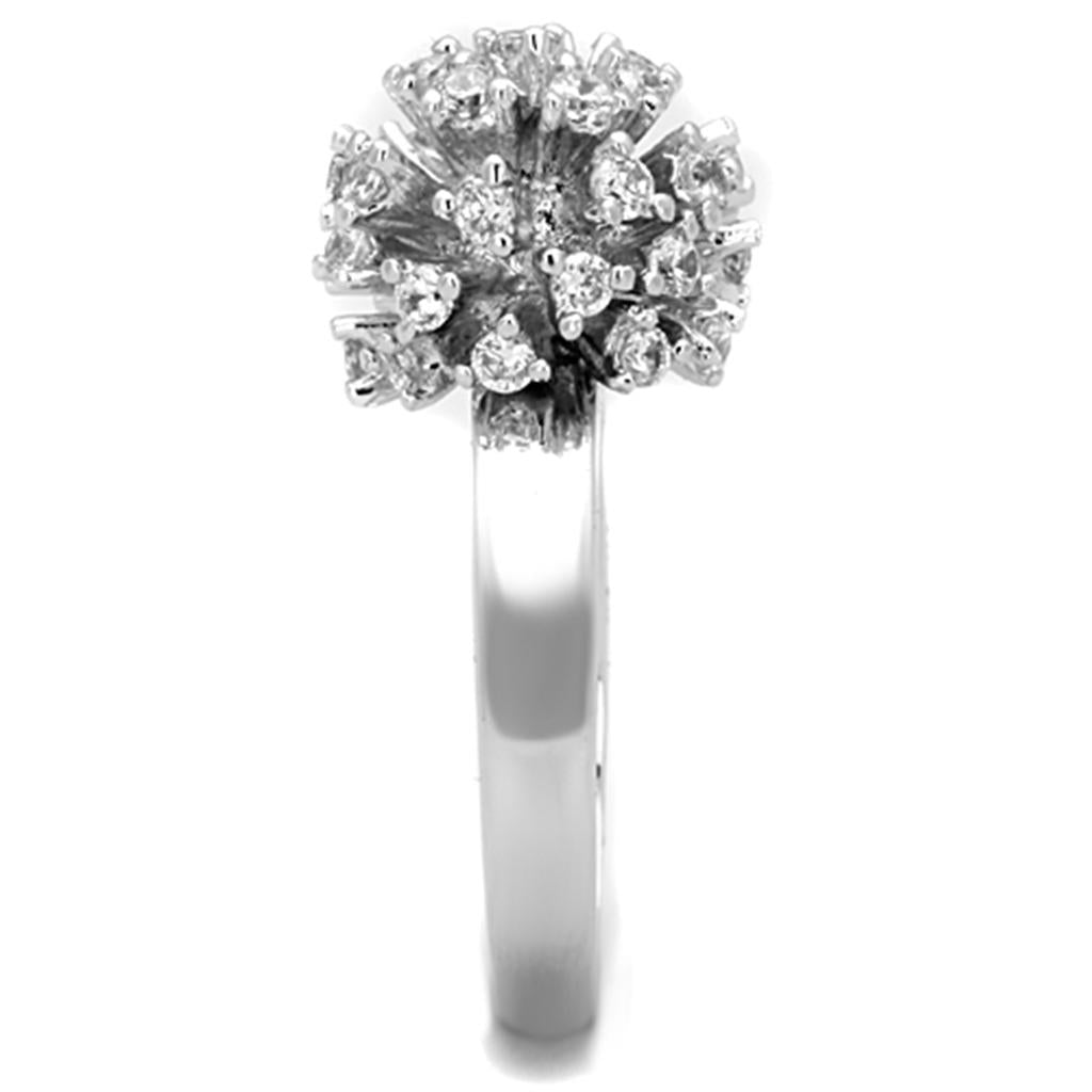 Rhodium Brass Ring with AAA Grade CZ  in Clear