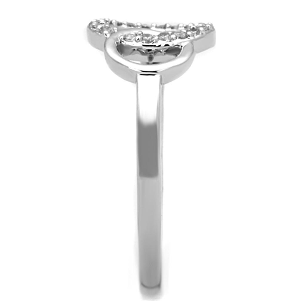 Rhodium Brass Ring with AAA Grade CZ  in Clear