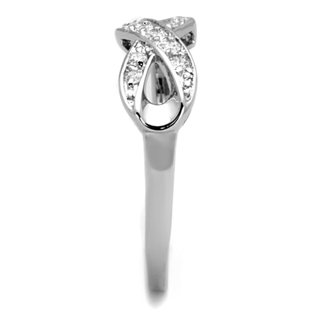 Rhodium Brass Ring with AAA Grade CZ  in Clear