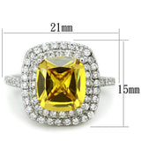 Rhodium Brass Ring with AAA Grade CZ  in Topaz