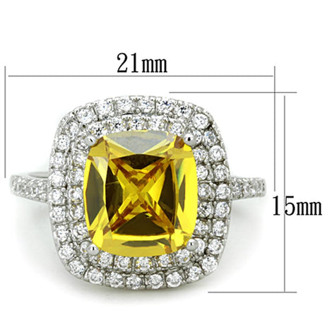 Rhodium Brass Ring with AAA Grade CZ  in Topaz