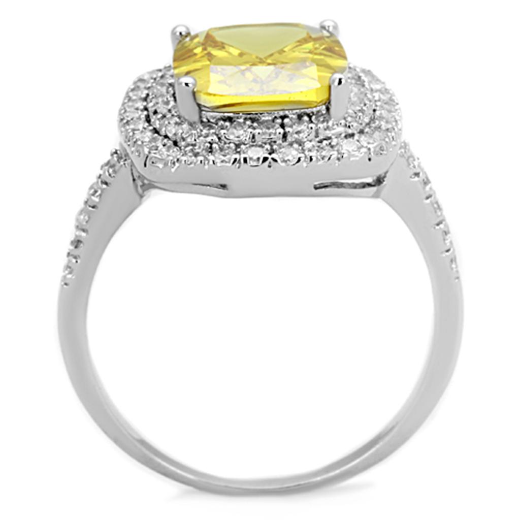 Rhodium Brass Ring with AAA Grade CZ  in Topaz