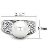 Rhodium Brass Ring with Synthetic Pearl in White