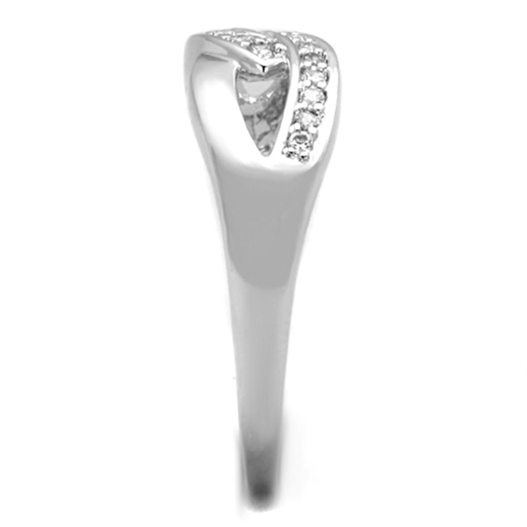 Rhodium Brass Ring with AAA Grade CZ  in Clear