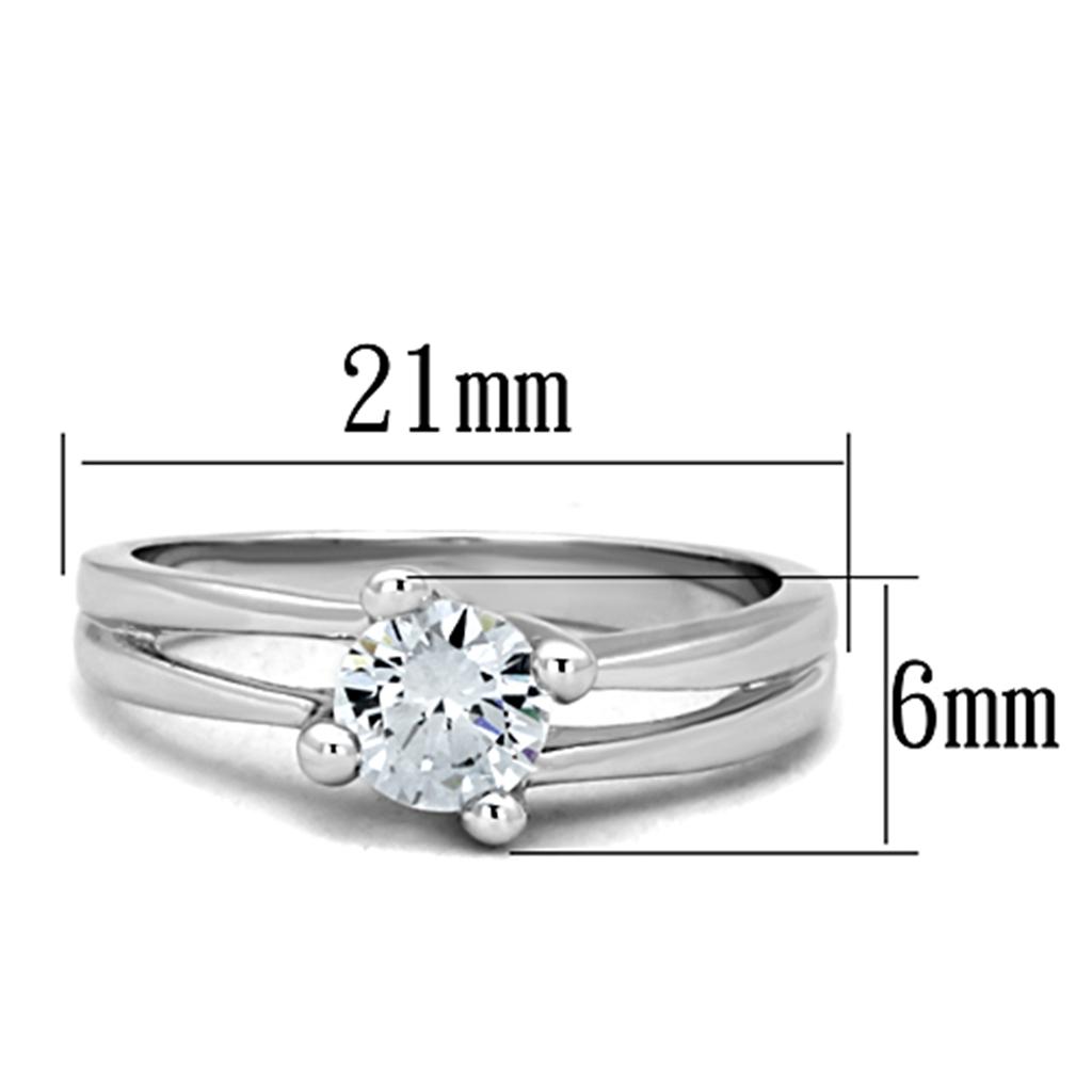 Rhodium Brass Ring with AAA Grade CZ  in Clear