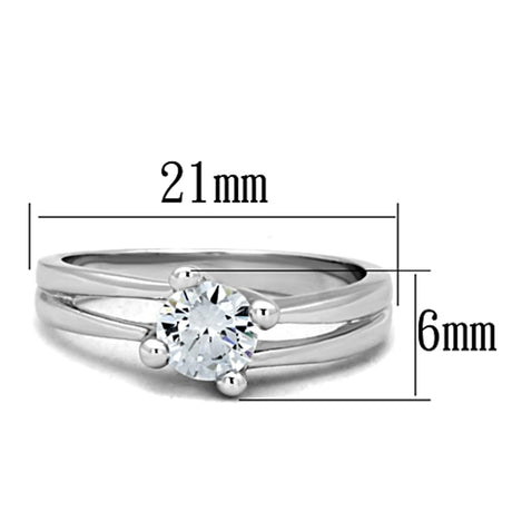 Rhodium Brass Ring with AAA Grade CZ  in Clear