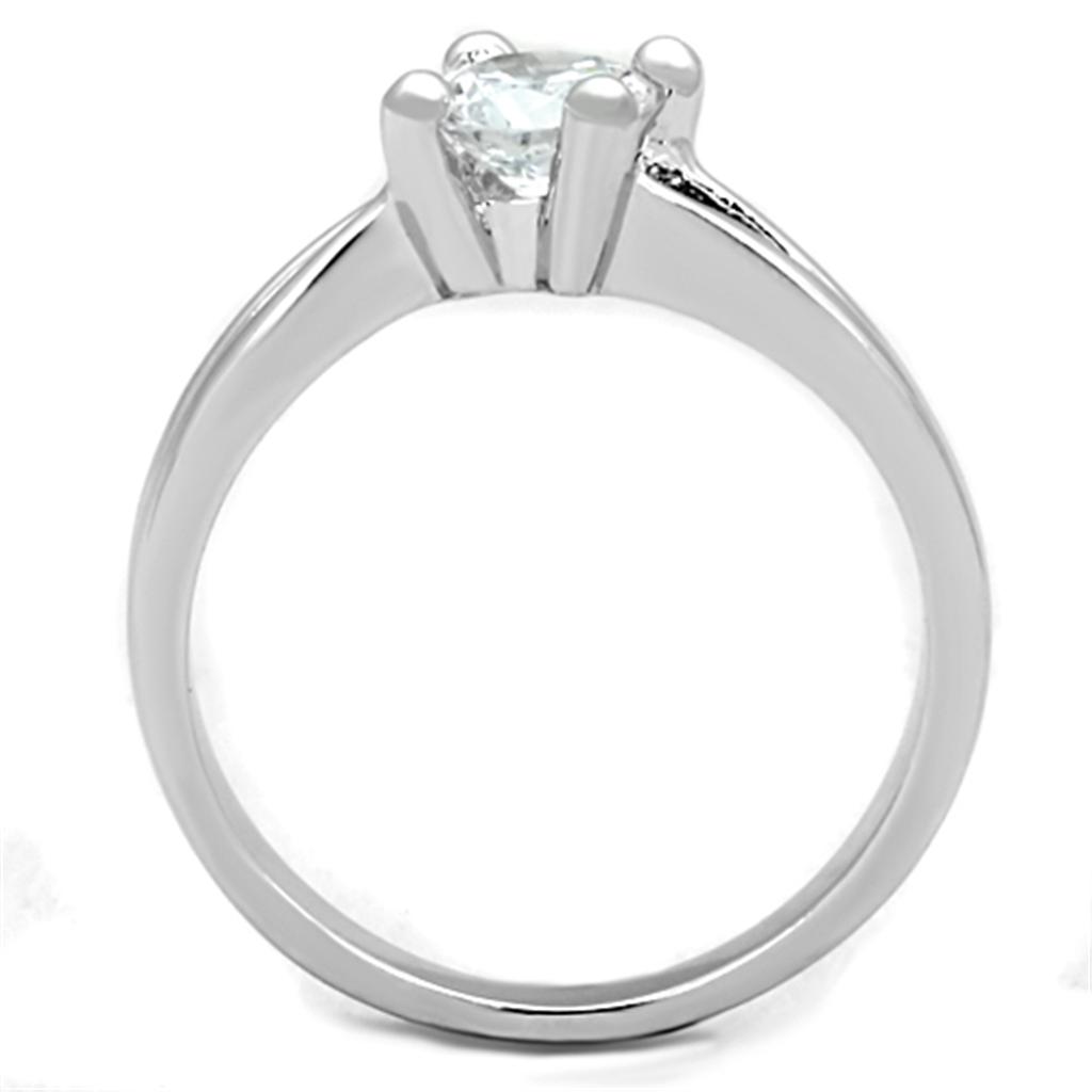 Rhodium Brass Ring with AAA Grade CZ  in Clear