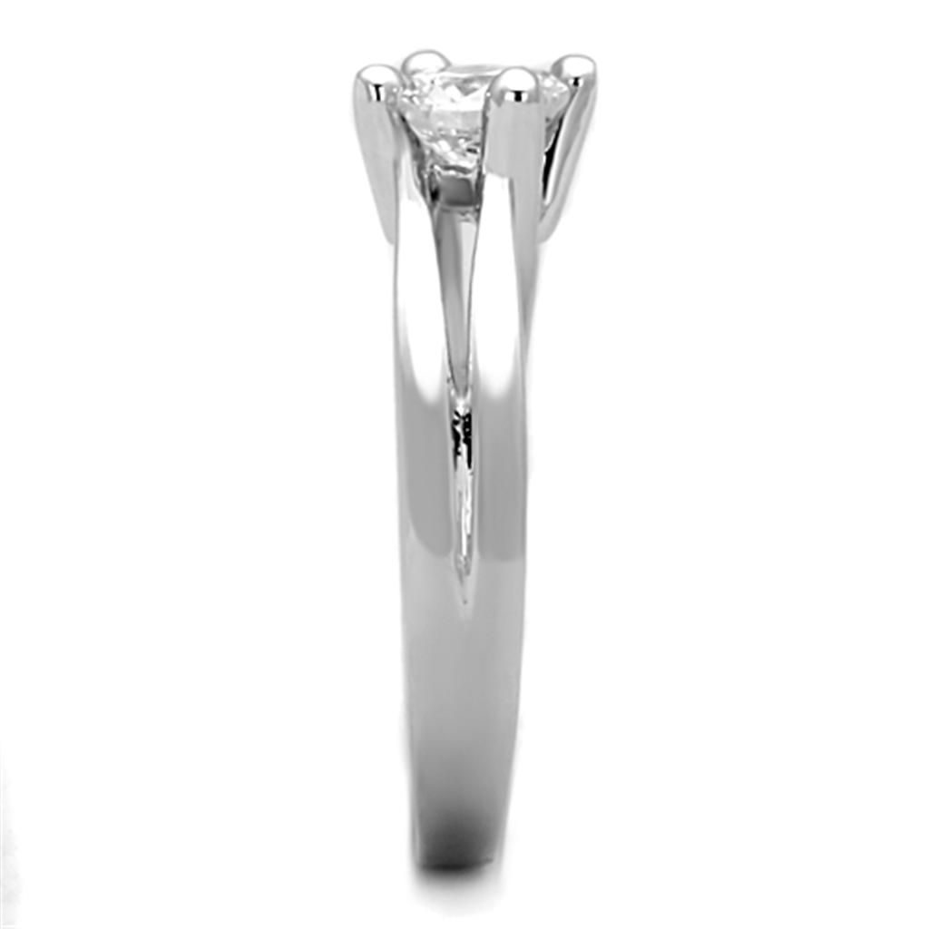 Rhodium Brass Ring with AAA Grade CZ  in Clear