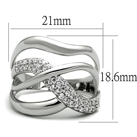 Rhodium Brass Ring with AAA Grade CZ  in Clear