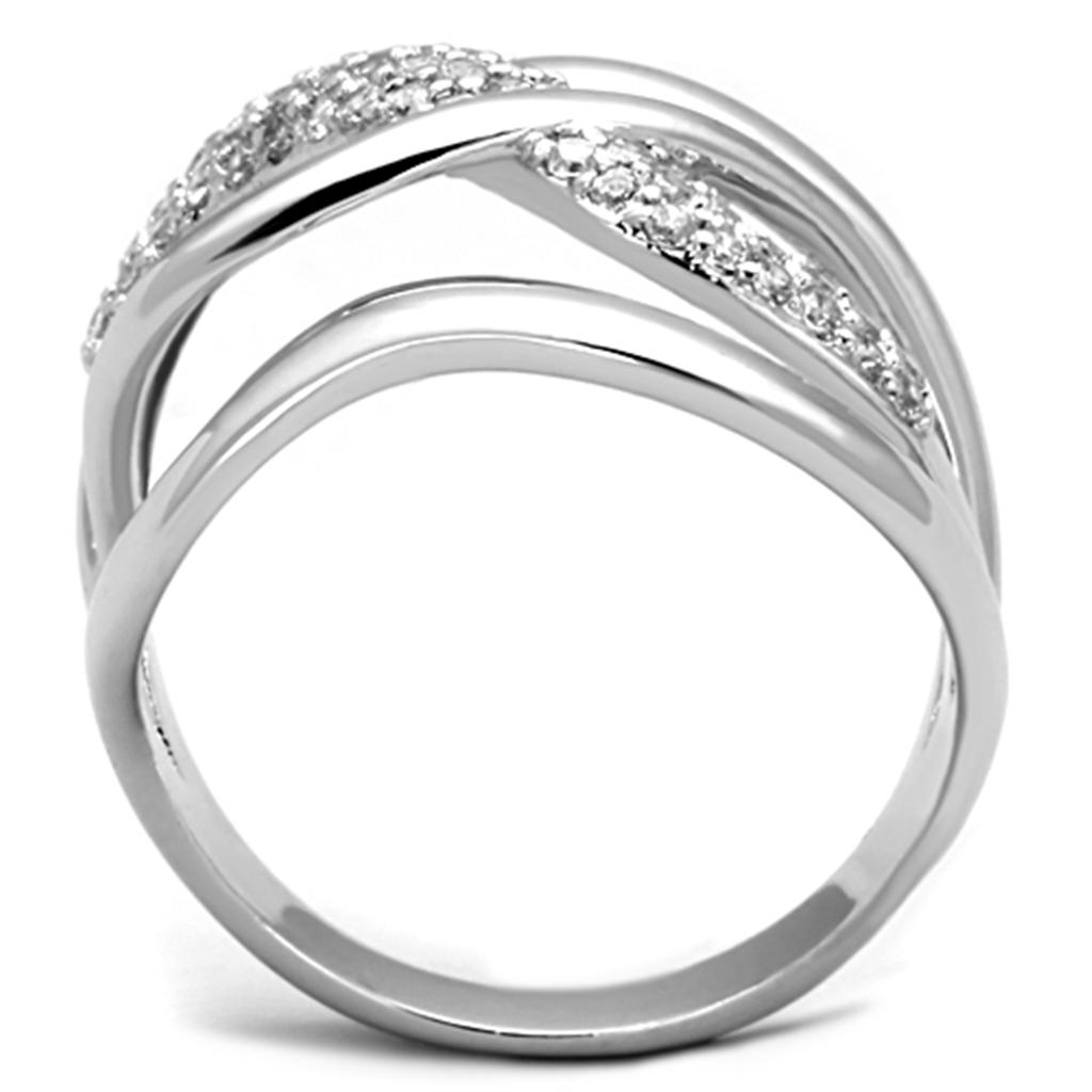 Rhodium Brass Ring with AAA Grade CZ  in Clear