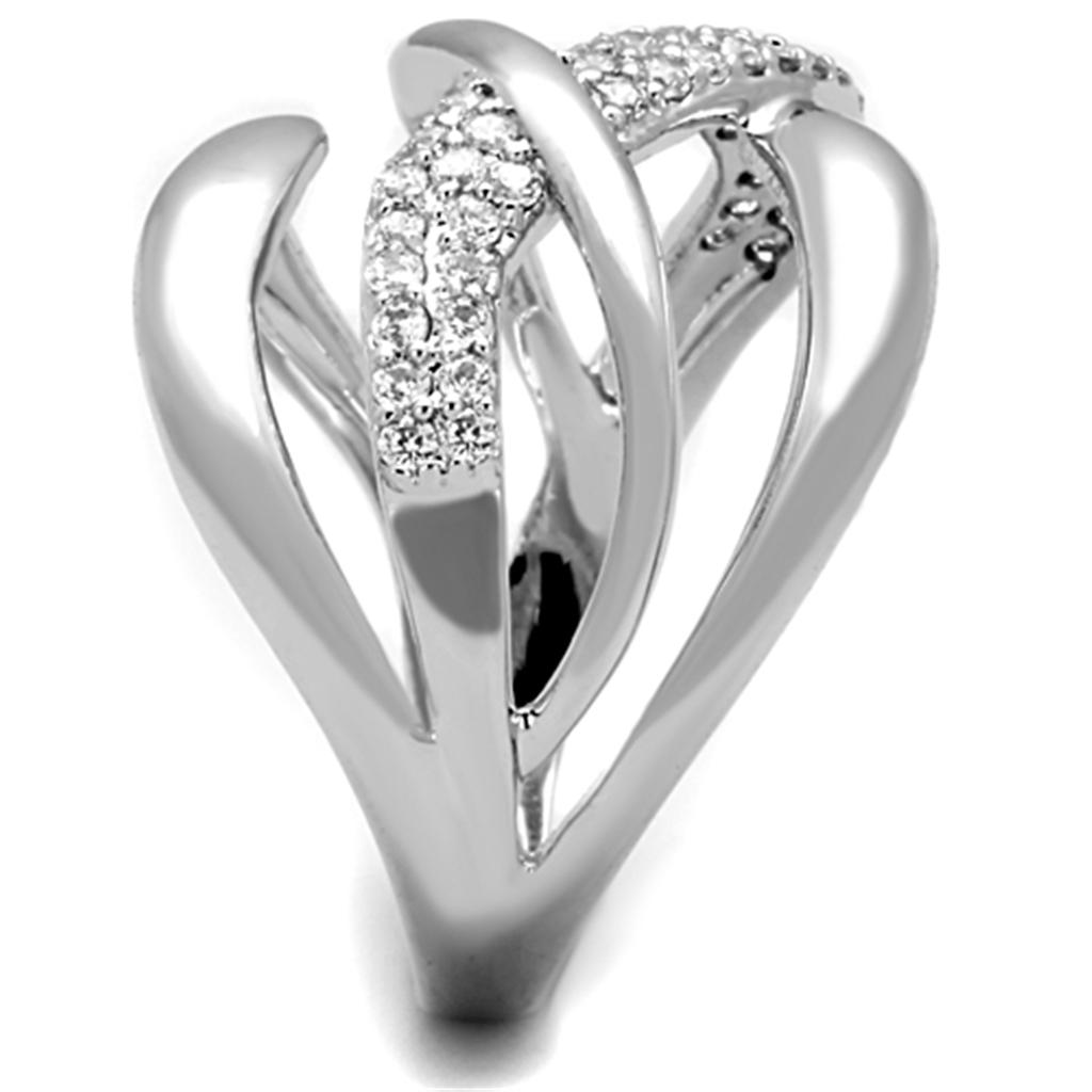 Rhodium Brass Ring with AAA Grade CZ  in Clear