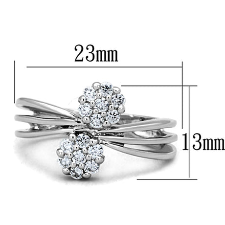 Rhodium Brass Ring with AAA Grade CZ  in Clear