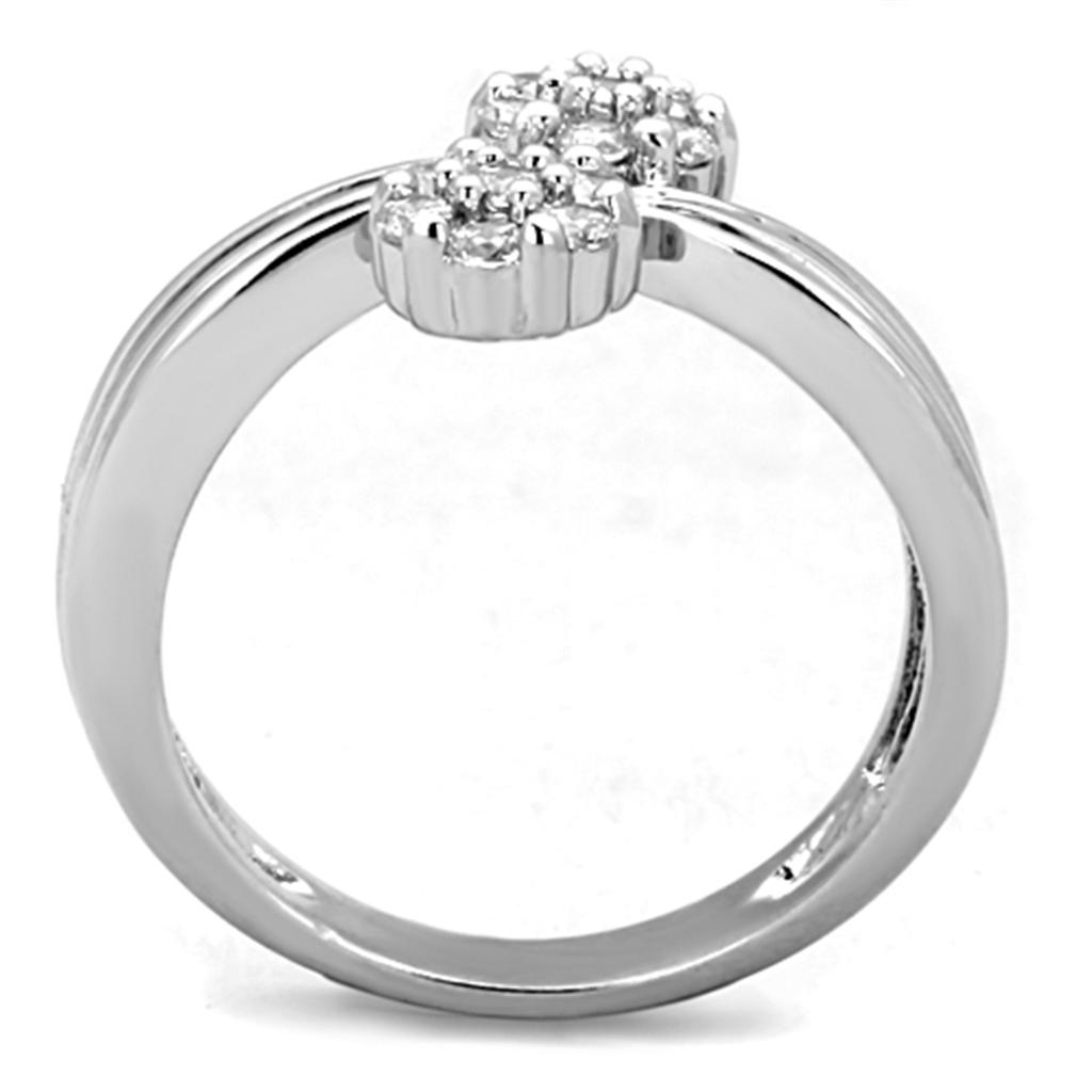 Rhodium Brass Ring with AAA Grade CZ  in Clear