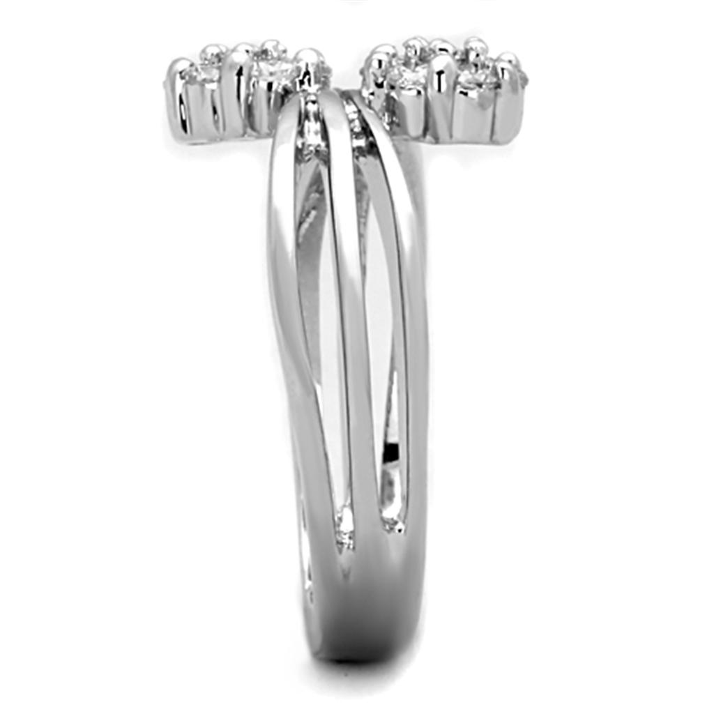 Rhodium Brass Ring with AAA Grade CZ  in Clear