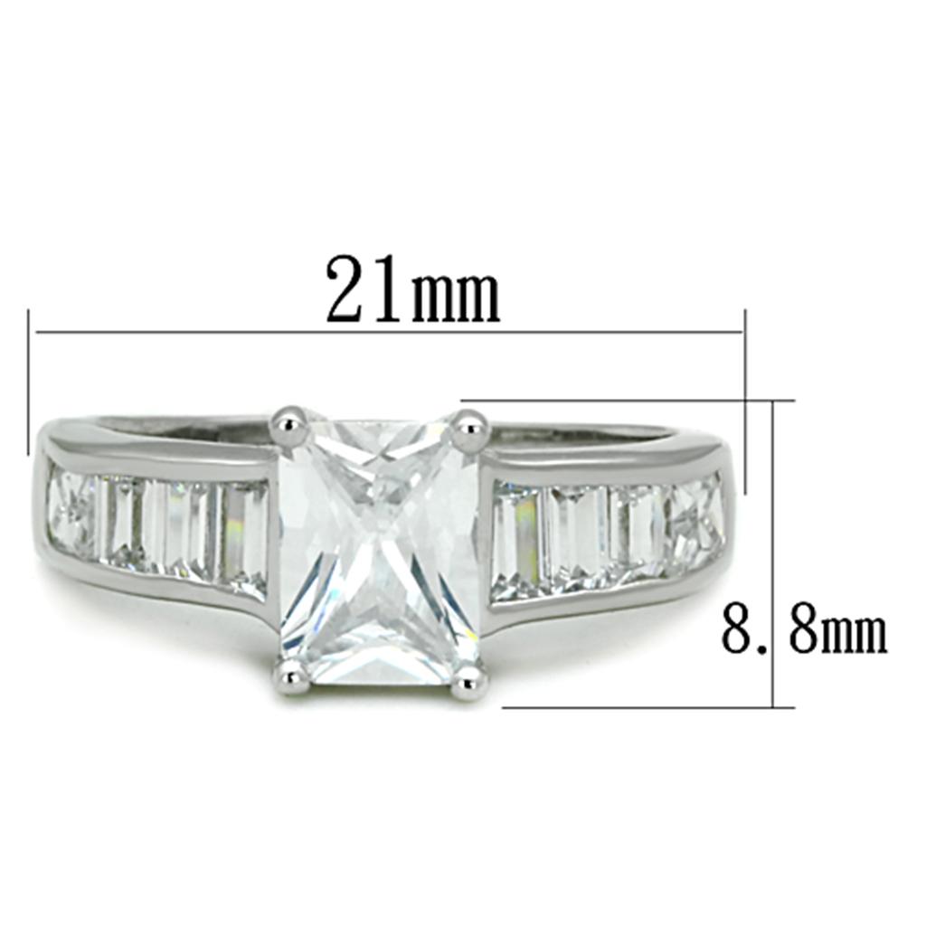 Rhodium Brass Ring with AAA Grade CZ  in Clear