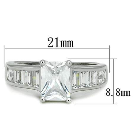 Rhodium Brass Ring with AAA Grade CZ  in Clear