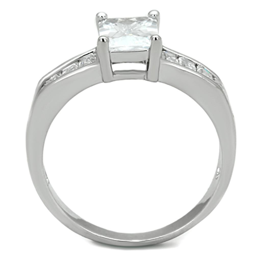 Rhodium Brass Ring with AAA Grade CZ  in Clear