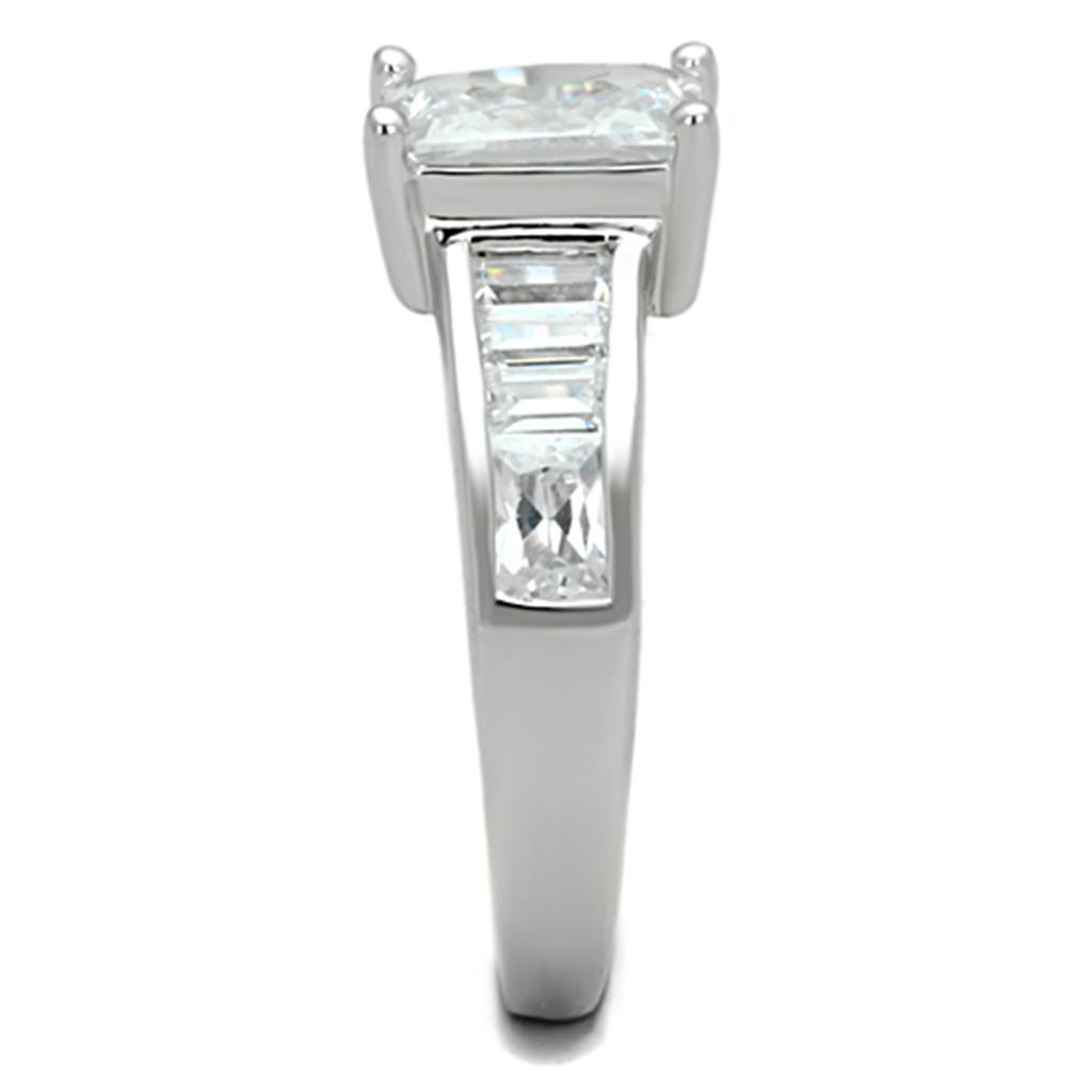 Rhodium Brass Ring with AAA Grade CZ  in Clear