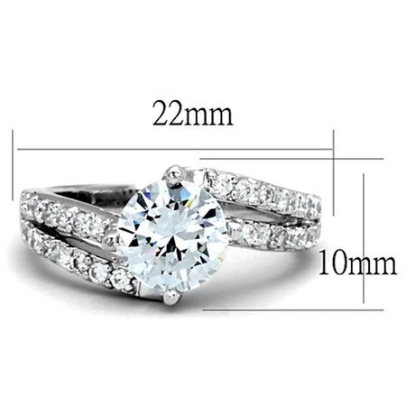 Rhodium Brass Ring with AAA Grade CZ  in Clear