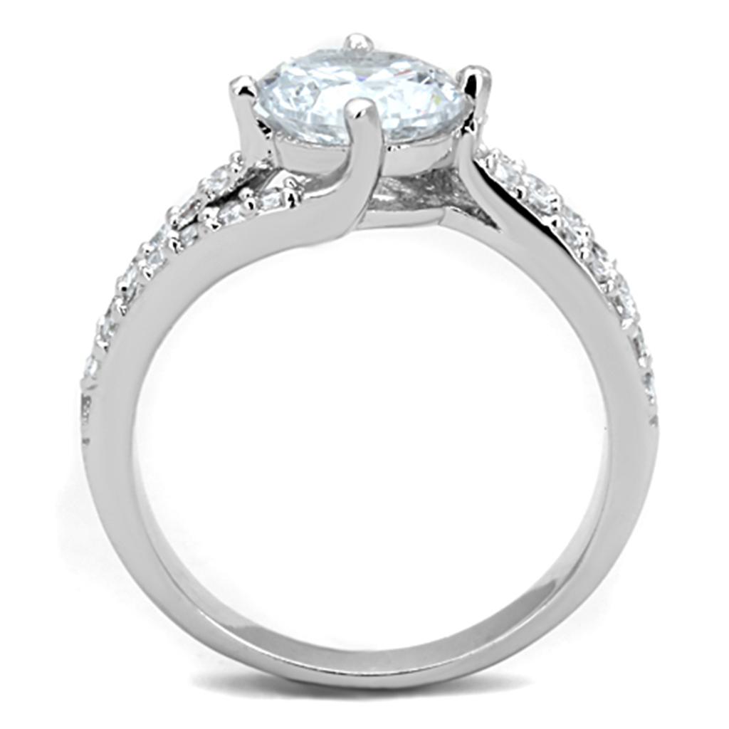 Rhodium Brass Ring with AAA Grade CZ  in Clear