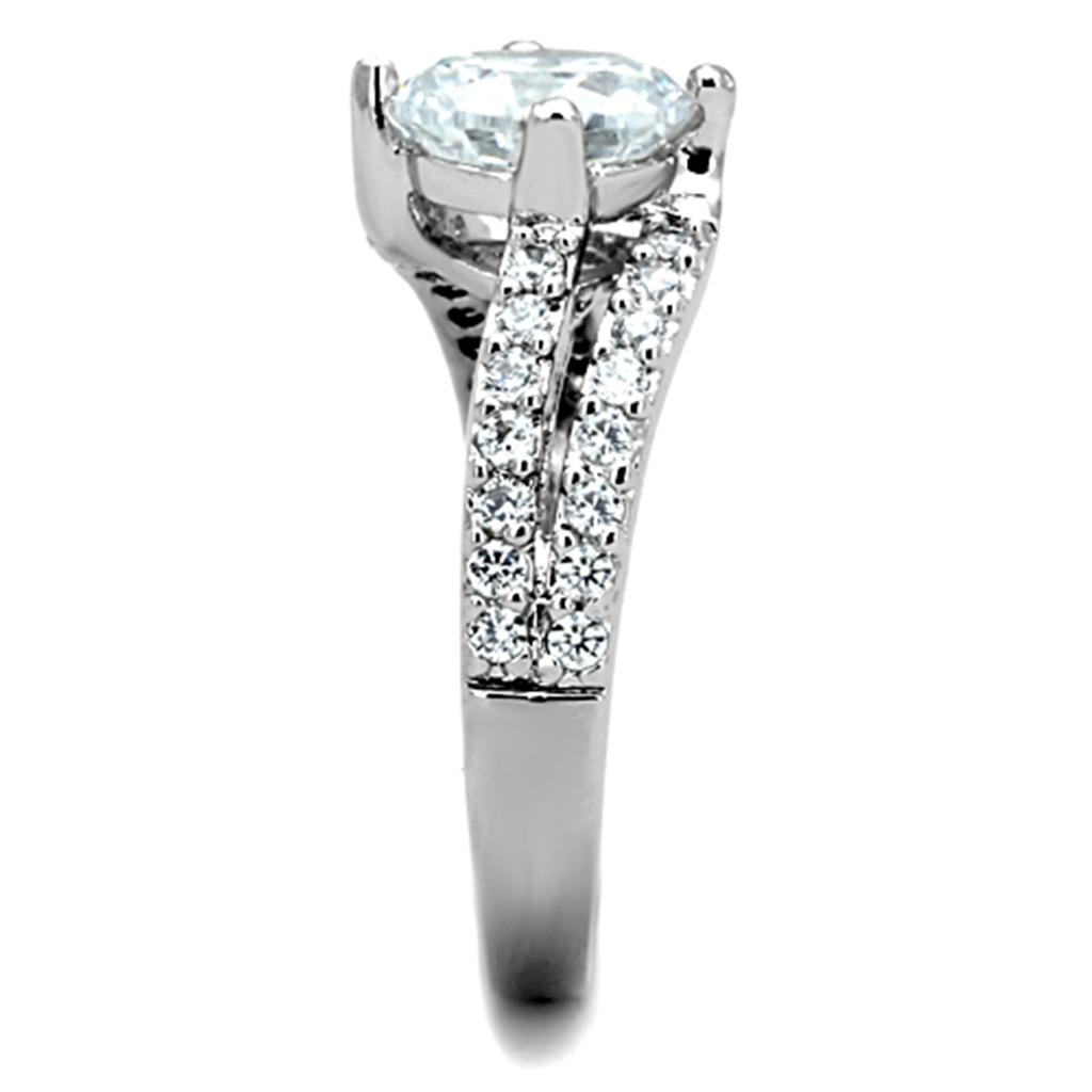 Rhodium Brass Ring with AAA Grade CZ  in Clear