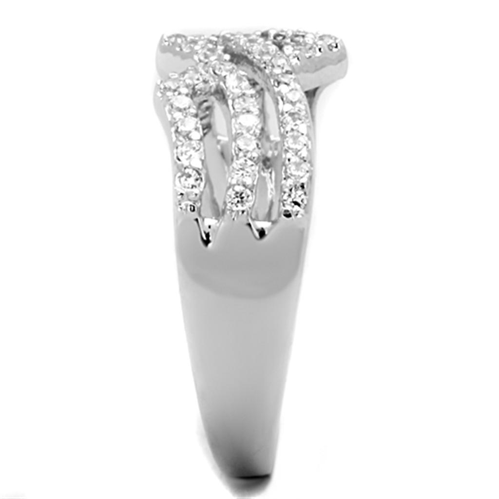 Rhodium Brass Ring with AAA Grade CZ  in Clear
