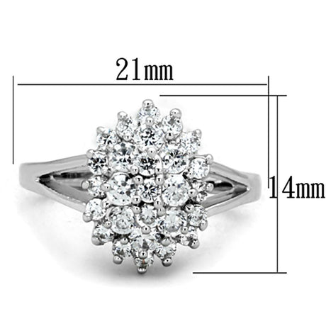 Rhodium Brass Ring with AAA Grade CZ  in Clear