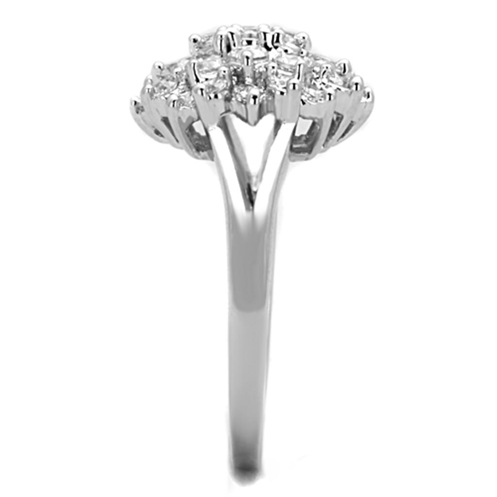 Rhodium Brass Ring with AAA Grade CZ  in Clear