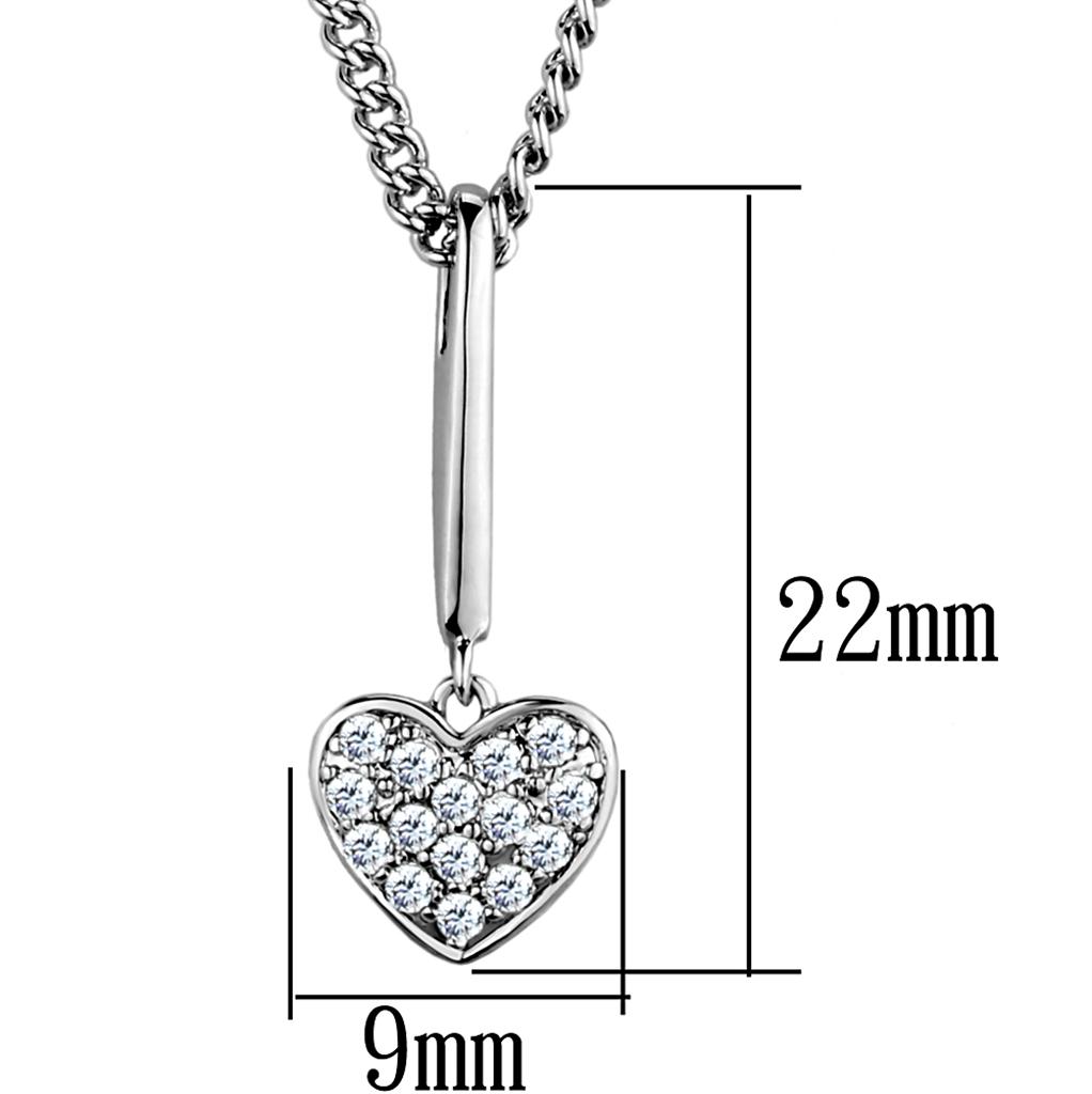 Rhodium Brass Chain Pendant with AAA Grade CZ  in Clear
