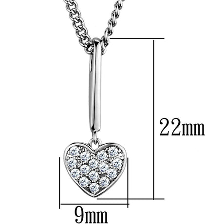 Rhodium Brass Chain Pendant with AAA Grade CZ  in Clear