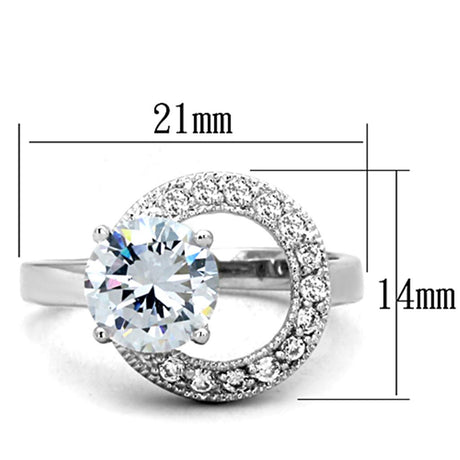 Rhodium Brass Ring with AAA Grade CZ  in Clear