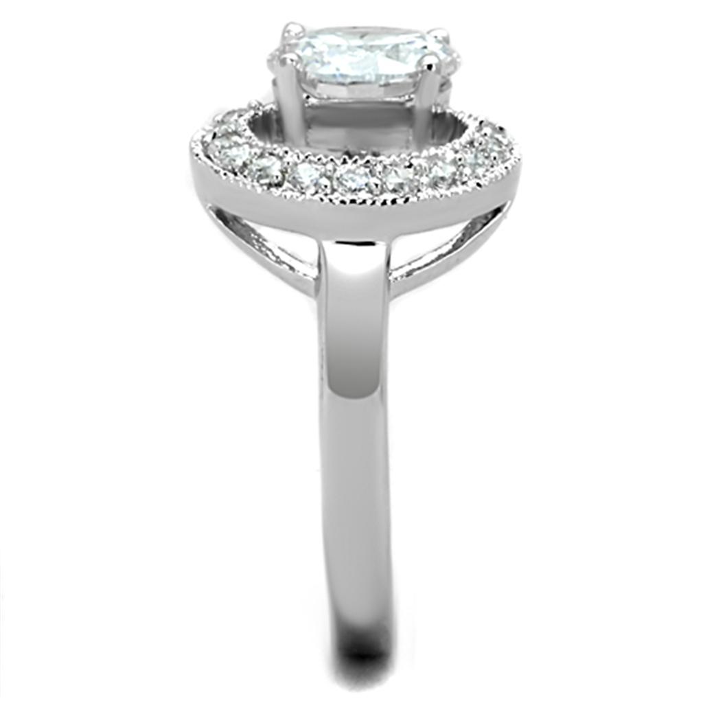 Rhodium Brass Ring with AAA Grade CZ  in Clear