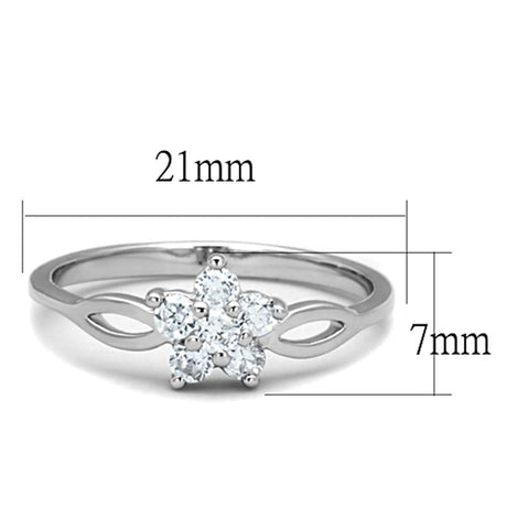 Rhodium Brass Ring with AAA Grade CZ  in Clear