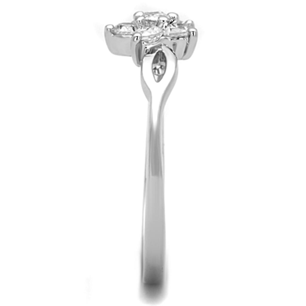 Rhodium Brass Ring with AAA Grade CZ  in Clear