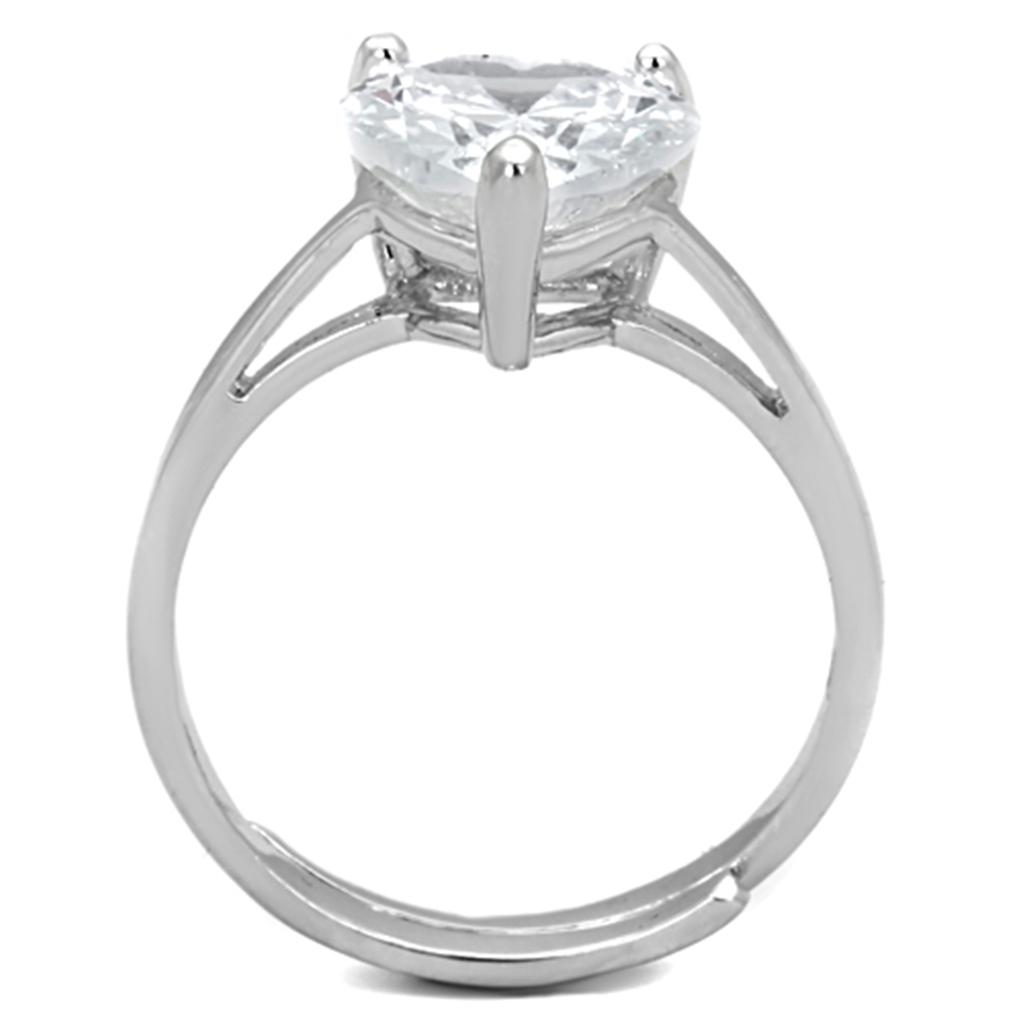 Rhodium Brass Ring with AAA Grade CZ  in Clear